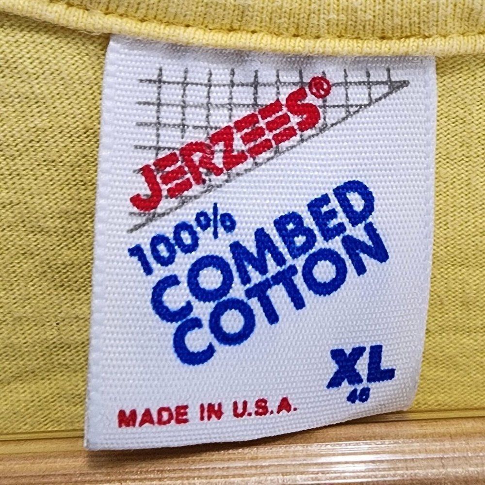 Air Waves Beach Sunset 1987 Single Stitch USA Shirt Yellow Vintage Men Size XL - Picture 6 of 6